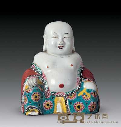 清嘉庆 粉彩坐佛像 高17.5cm